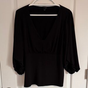 Torrid Elegant Black V-Neck Quarter Sleeve Blouse